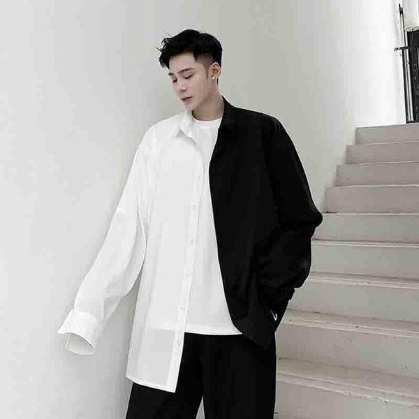 shirt autumn alternative men's ins long sleeve black and white personality dark stitching stylist color contrast loose casual shirts, White;black
shirt autumn alternative men's ins long sleeve black and white personality dark stitching stylist color contrast loose casual shirts, White;black