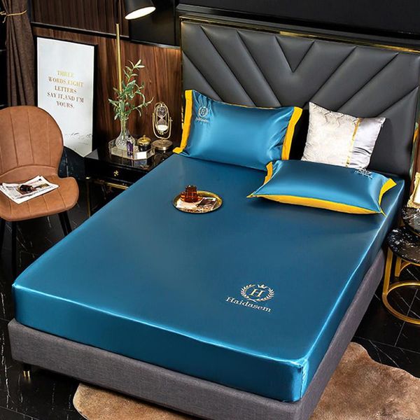 sheets & sets blue luxury ice silk fabrics elastic band fitted sheet summer solid bedding home textiles queen king size bed set
sheets & sets blue luxury ice silk fabrics elastic band fitted sheet summer solid bedding home textiles queen king size bed set