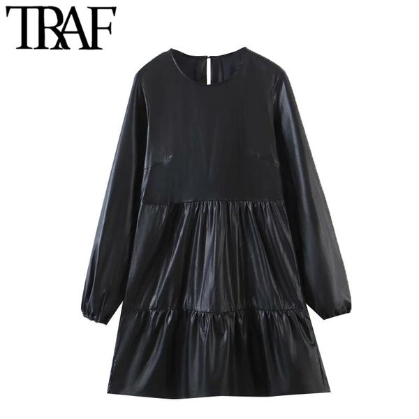 traf women chic fashion faux leather pleated mini dress vintage o neck long sleeve female dresses vestidos mujer 210415, Black;gray
traf women chic fashion faux leather pleated mini dress vintage o neck long sleeve female dresses vestidos mujer 210415, Black;gray
