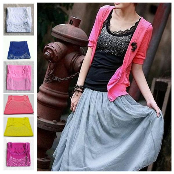 girl women's rhinestone sequin lace tank sling camisole vest slim sleeveless casual female loose solid tanks & camis, White
girl women's rhinestone sequin lace tank sling camisole vest slim sleeveless casual female loose solid tanks & camis, White