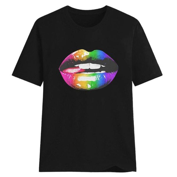 women's t-shirt hillbilly summer harajuku rainbow lip printed t shirts fashion streetwear o-neck 90s, White
women's t-shirt hillbilly summer harajuku rainbow lip printed t shirts fashion streetwear o-neck 90s, White