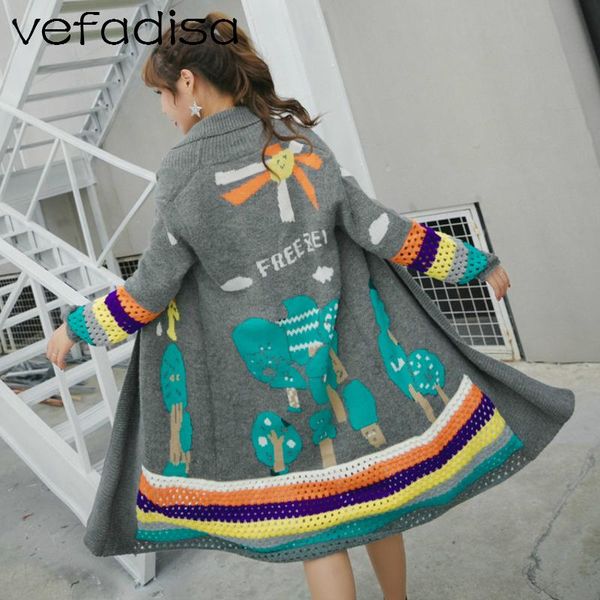 women's sweaters vefadisa women printing knitting sweater cardigan 2021 autumn full sleeve long coat dq497, White;black
women's sweaters vefadisa women printing knitting sweater cardigan 2021 autumn full sleeve long coat dq497, White;black