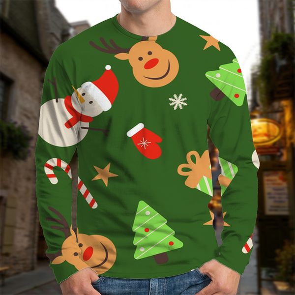 men's christmas cane doll elk print pattern shirt visual impact party fashion round neck sweatshirt, Black
men's christmas cane doll elk print pattern shirt visual impact party fashion round neck sweatshirt, Black