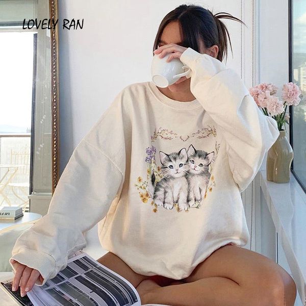 women's hoodies & sweatshirts spring printed cat solid loose long sleeve female sweatshirt vintage korean sweet ladies pullovers, Black
women's hoodies & sweatshirts spring printed cat solid loose long sleeve female sweatshirt vintage korean sweet ladies pullovers, Black