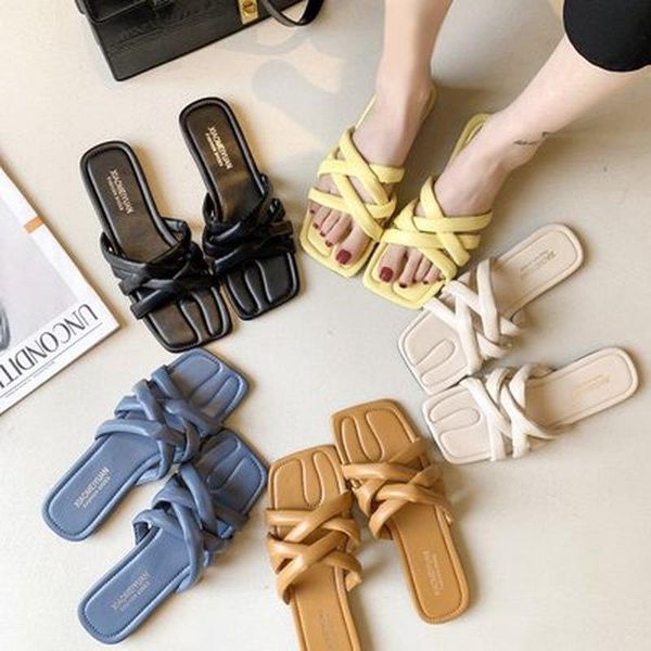 sandals cross strap women flat slippers comfortable soft bottom square toe woman 2021 summer solid color beach flip flops, Black
sandals cross strap women flat slippers comfortable soft bottom square toe woman 2021 summer solid color beach flip flops, Black