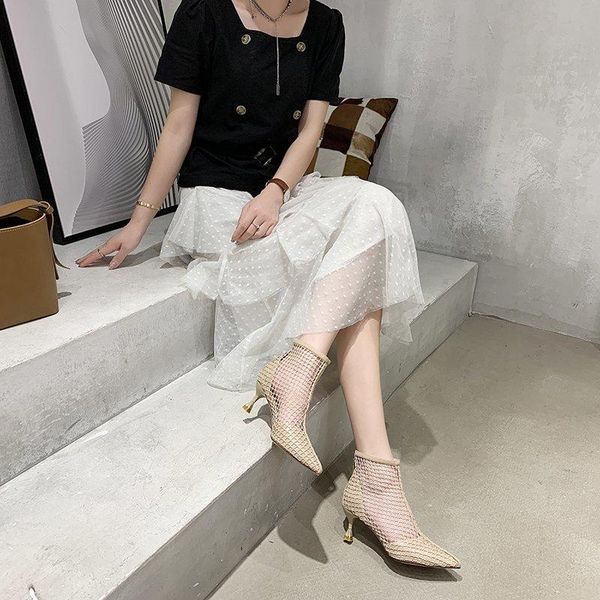 summer 2021 fashion wild high-heeled sandals temperament fine heel zipper women's shoes pointed short tube tide x084, Black
summer 2021 fashion wild high-heeled sandals temperament fine heel zipper women's shoes pointed short tube tide x084, Black