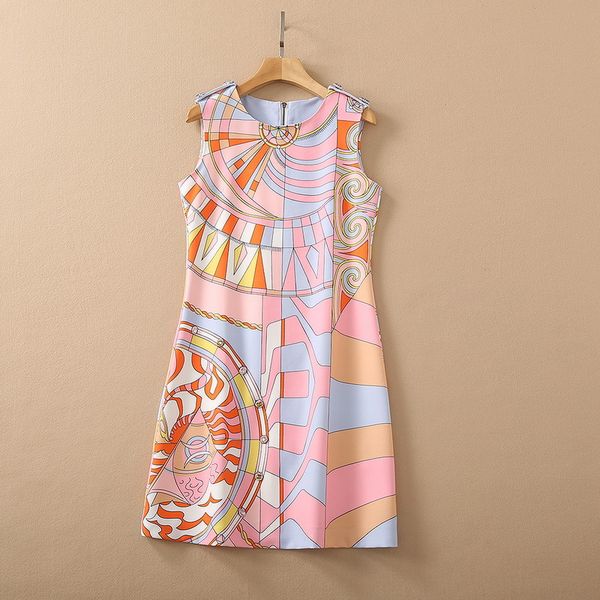 european and american women's wear for spring 2021 geometric sleeveless bead print fashion pink dress, Black;gray
european and american women's wear for spring 2021 geometric sleeveless bead print fashion pink dress, Black;gray