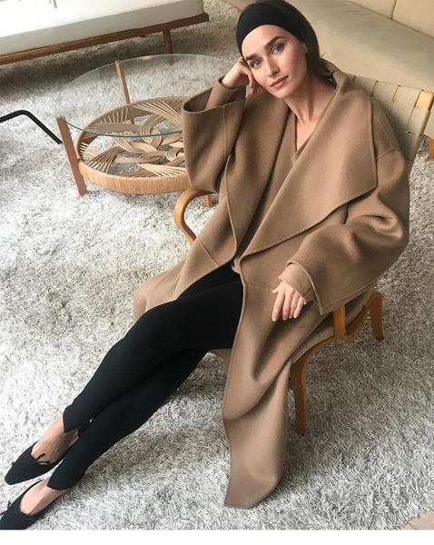 women's wool & blends the nordic sweden female 2021 autumn/winter long double ins nine points sleeve cloth coat lapels, Black
women's wool & blends the nordic sweden female 2021 autumn/winter long double ins nine points sleeve cloth coat lapels, Black
