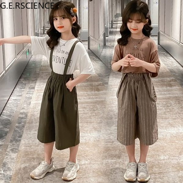 girls summer suit 2022 new medium and big boy british style girl t-shirt bib two-piece suit, White
girls summer suit 2022 new medium and big boy british style girl t-shirt bib two-piece suit, White