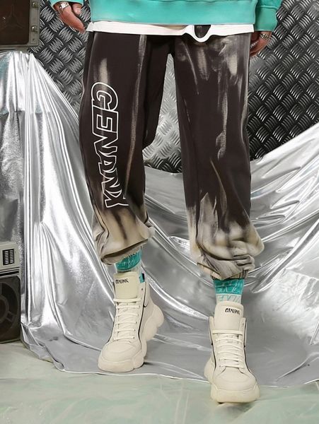 men tie dye letter graphic sweatpants x4at#, Black
