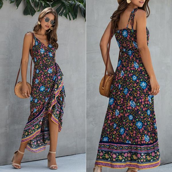 casual dresses arrival 2021 women's summer backless v-neck spaghetti strap floral boho ruffle maxi dress elegant women robe, Black;gray
casual dresses arrival 2021 women's summer backless v-neck spaghetti strap floral boho ruffle maxi dress elegant women robe, Black;gray