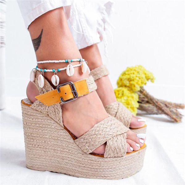 women shoes platform sandals peep toe high wedges heel ankle buckles sandalia espadrilles female, Black
women shoes platform sandals peep toe high wedges heel ankle buckles sandalia espadrilles female, Black