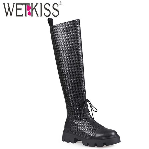 wetkiss woven knee boots women chunky heel knight boot winter platform skid proof shoes woman cross tied round toe ladies shoes 210630, Black
wetkiss woven knee boots women chunky heel knight boot winter platform skid proof shoes woman cross tied round toe ladies shoes 210630, Black