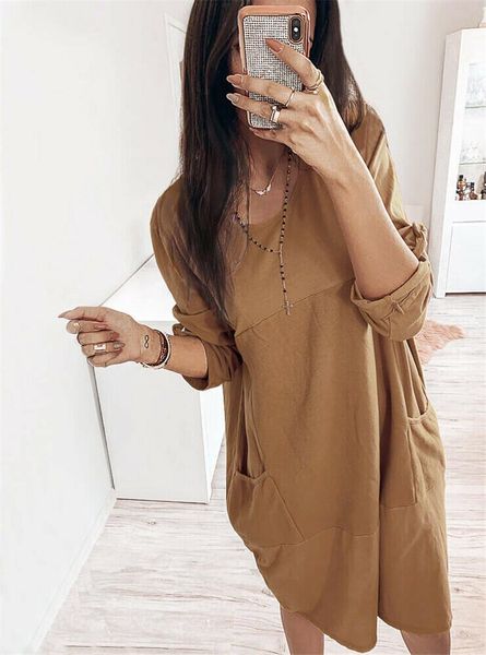 women long sleeve pockets casual dress tunic ladies loose pullover jumper dresses, Black;gray
women long sleeve pockets casual dress tunic ladies loose pullover jumper dresses, Black;gray