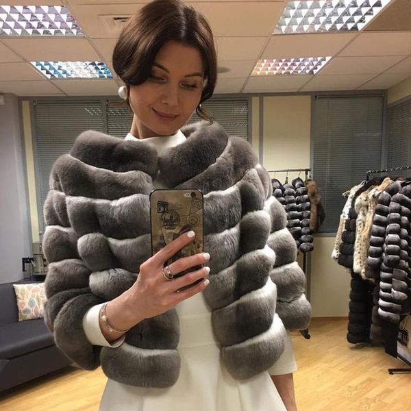 women's fur & faux round collar women coat cropped real rex jacket 2021 winter fashion warm outwear, Black
women's fur & faux round collar women coat cropped real rex jacket 2021 winter fashion warm outwear, Black