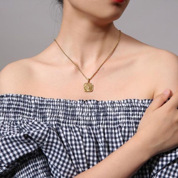 pendant necklaces fanshidi collier acier inoxydable femme gold color squre rose necklace for women twist chain statement jewelry, Silver
pendant necklaces fanshidi collier acier inoxydable femme gold color squre rose necklace for women twist chain statement jewelry, Silver