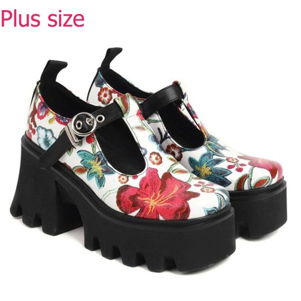 dress shoes t-strap women hoof heels mixed color on platform pumps flower vintage gothic style sponge cake bottom, Black
dress shoes t-strap women hoof heels mixed color on platform pumps flower vintage gothic style sponge cake bottom, Black