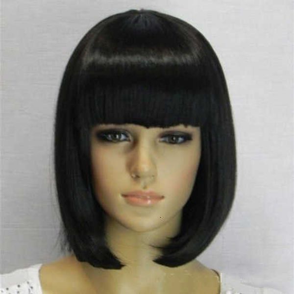 yiwu long short bobo head packaging wig female ffy face trimming cos, Black