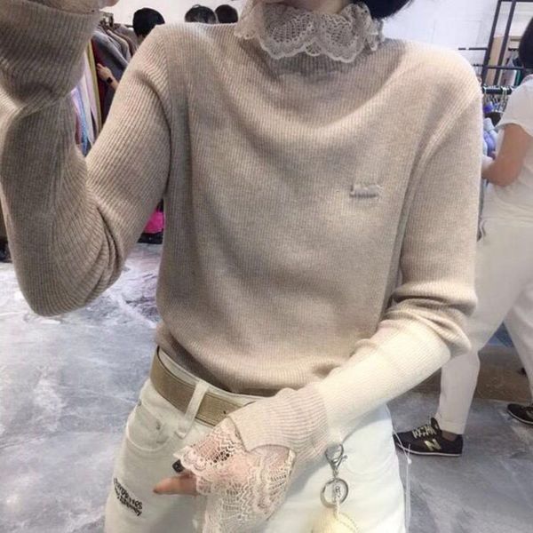 women's sweaters sweaterssemi high collar and thin knitted bottom coat autumn winter sweater women's european goods stitching lace, White;black
women's sweaters sweaterssemi high collar and thin knitted bottom coat autumn winter sweater women's european goods stitching lace, White;black