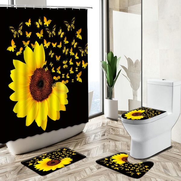 shower curtains yellow sunflower curtain creative floral butterfly design summer bathroom decor non-slip carpet toilet cover bath mat set
shower curtains yellow sunflower curtain creative floral butterfly design summer bathroom decor non-slip carpet toilet cover bath mat set