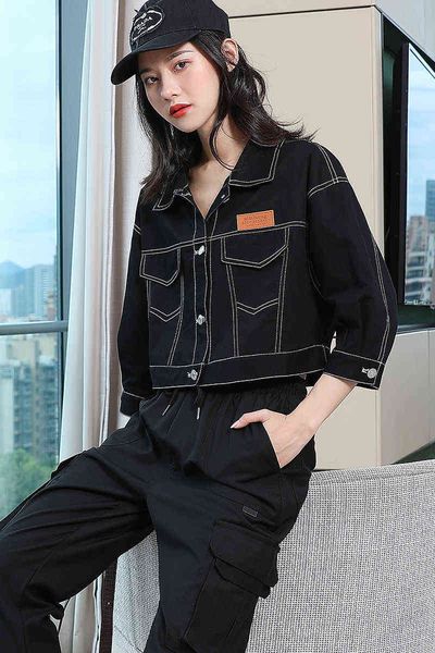 denim jacket female 2021 spring and autumn 7 / 4 sleeve korean lapel small man p85, Black;brown
denim jacket female 2021 spring and autumn 7 / 4 sleeve korean lapel small man p85, Black;brown
