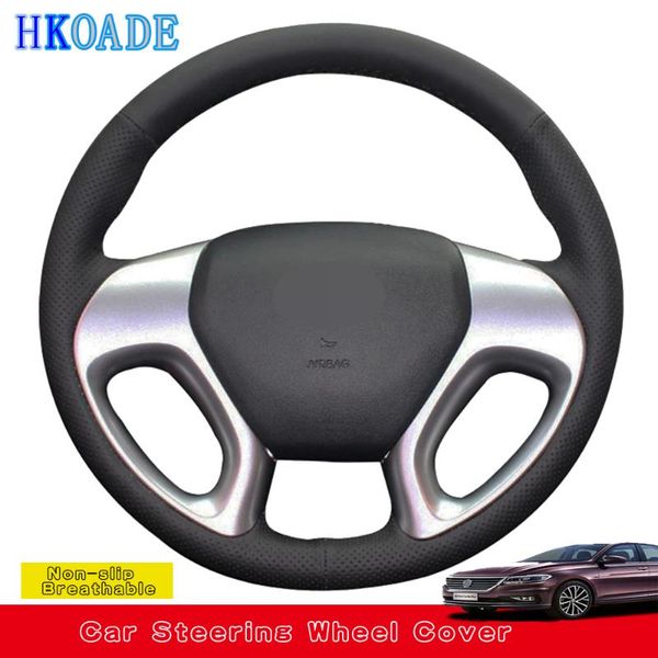 steering wheel covers diy hand-stitched black non-slip artificial leather car accessories cover for ix35 tucson 2 2011-2021
steering wheel covers diy hand-stitched black non-slip artificial leather car accessories cover for ix35 tucson 2 2011-2021