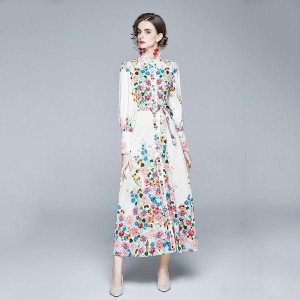 spring fashion designer turn down collar belt bow dress women long sleeve vintgae chain flower printed holiday party dress 210514, Black;gray
spring fashion designer turn down collar belt bow dress women long sleeve vintgae chain flower printed holiday party dress 210514, Black;gray