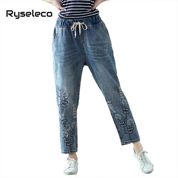 plus size women jeans autumn hole harem cross denim pants floral embroidery elastic waist vintage capris oversize trousers women's, Blue
plus size women jeans autumn hole harem cross denim pants floral embroidery elastic waist vintage capris oversize trousers women's, Blue