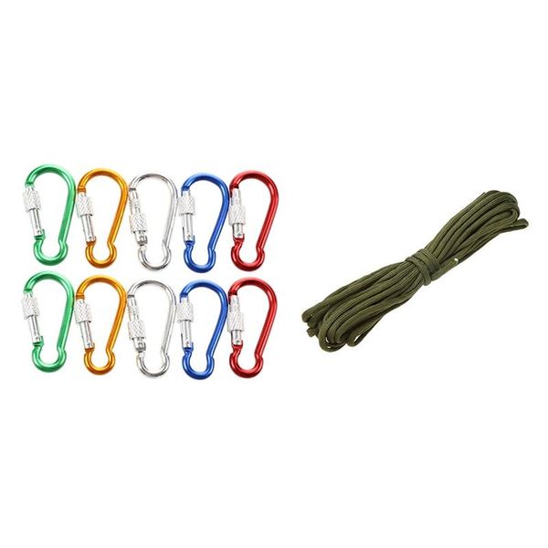 10pcs assorted color carabiner clip hook bottle holders with 20ft about 6.1 meters outdoor 7 strand umbrella rope gadgets
10pcs assorted color carabiner clip hook bottle holders with 20ft about 6.1 meters outdoor 7 strand umbrella rope gadgets
