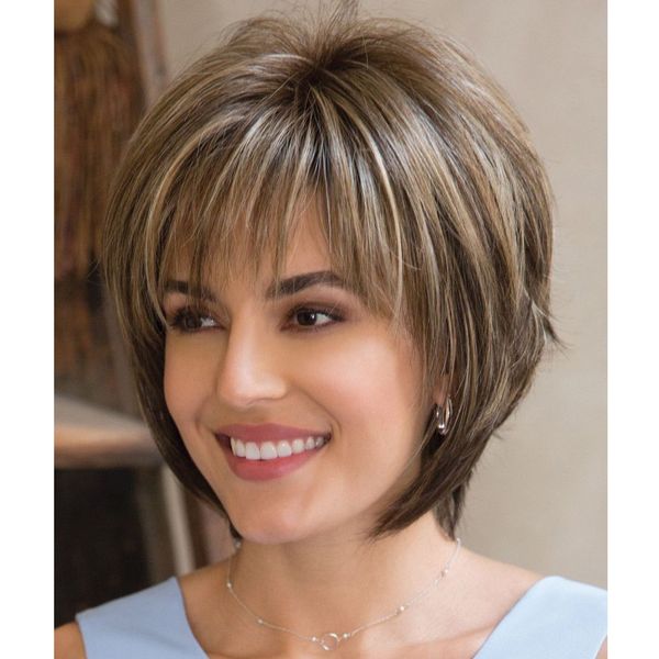 women synthetic mixed blonde brown short wigs natural hair wigs heat resistant hair wig for women, Black
women synthetic mixed blonde brown short wigs natural hair wigs heat resistant hair wig for women, Black
