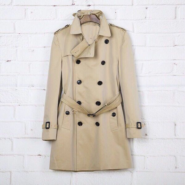 men's mid-length trench coat loose khaki navy blue double-breasted windbreaker gabadian cotton british style autumn and winter coat 001, Tan;black
men's mid-length trench coat loose khaki navy blue double-breasted windbreaker gabadian cotton british style autumn and winter coat 001, Tan;black