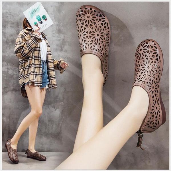 women's sandals 2021 summer genuine leather handmade ladies shoe cowhide back zipper for women flats retro style mother shoes, Black
women's sandals 2021 summer genuine leather handmade ladies shoe cowhide back zipper for women flats retro style mother shoes, Black