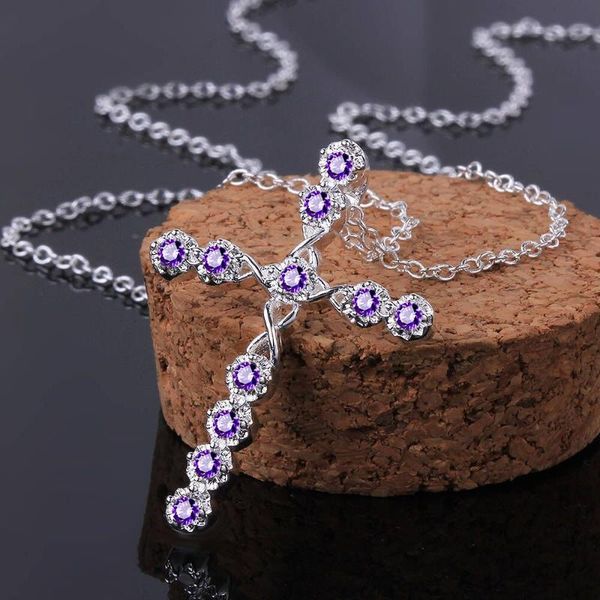 pendant necklaces luxury female big cross necklace fashion wedding for women classic white purple blue red zircon long, Silver
pendant necklaces luxury female big cross necklace fashion wedding for women classic white purple blue red zircon long, Silver