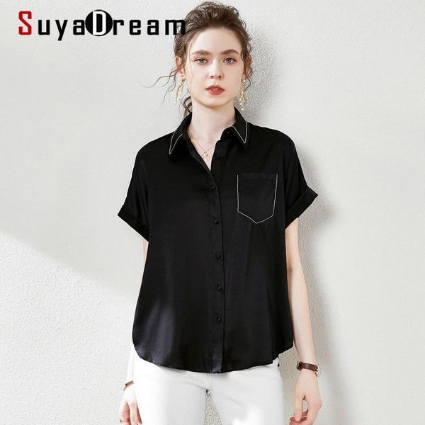 women's blouses & shirts suyadream satin blouse women 100% silk short sleeves single breast pocket office shirt 2021 summer elegant clo, White
women's blouses & shirts suyadream satin blouse women 100% silk short sleeves single breast pocket office shirt 2021 summer elegant clo, White