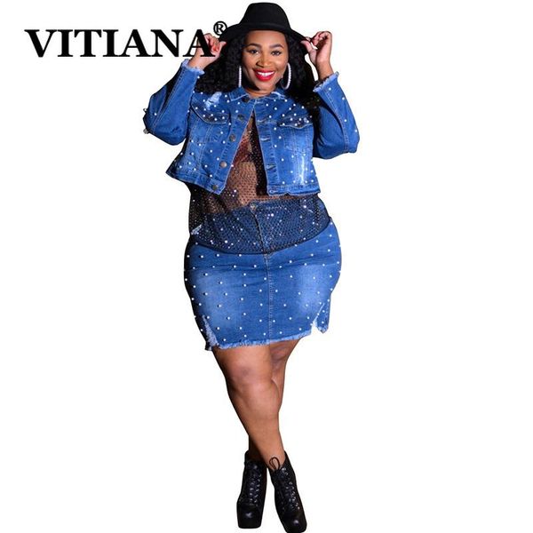 women's jackets vitiana women plus size 5xl casual denim 2 pieces sets spring 2021 female short jacket and mini skirt beaded blue set, Black;brown
women's jackets vitiana women plus size 5xl casual denim 2 pieces sets spring 2021 female short jacket and mini skirt beaded blue set, Black;brown