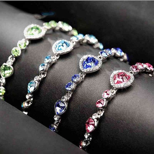 12 colors selling heart crystal zircon bracelet for women party wedding jewelry bangle accessories, Black
12 colors selling heart crystal zircon bracelet for women party wedding jewelry bangle accessories, Black
