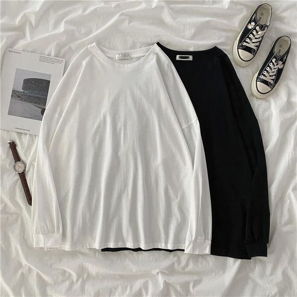 women's t-shirt long-sleeved 2021 spring and autumn korean style loose all-matching casual simplicity solid color, White
women's t-shirt long-sleeved 2021 spring and autumn korean style loose all-matching casual simplicity solid color, White
