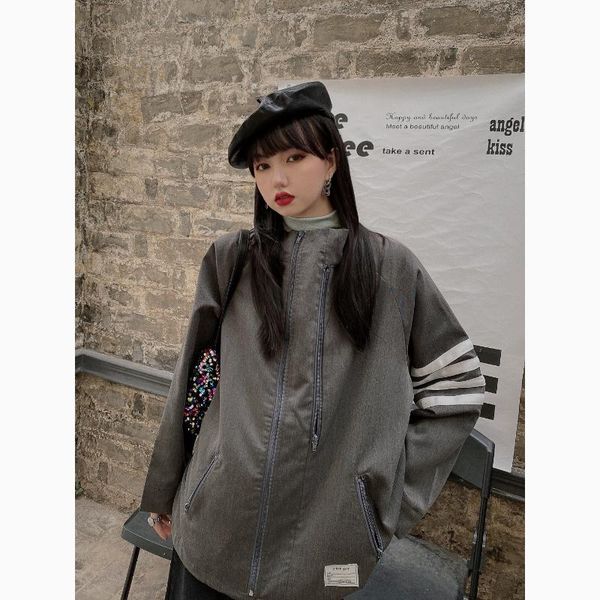 harajuku retro half high double zipper jacket fashion brand four bar stitching loose coats for men and women women's jackets, Black;brown
harajuku retro half high double zipper jacket fashion brand four bar stitching loose coats for men and women women's jackets, Black;brown