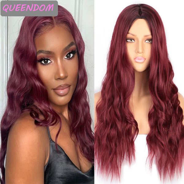 24 long burgundy body wave wig ombre synthetic natural wave wig for women heat resistant fiber middle part lolita cosplay wigs, Black
24 long burgundy body wave wig ombre synthetic natural wave wig for women heat resistant fiber middle part lolita cosplay wigs, Black