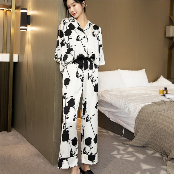 summer famale pajama sets sleepwear flower printed satin silk long sleeve pants for womens set pyjamas mujer pijama homewear, Black;red
summer famale pajama sets sleepwear flower printed satin silk long sleeve pants for womens set pyjamas mujer pijama homewear, Black;red