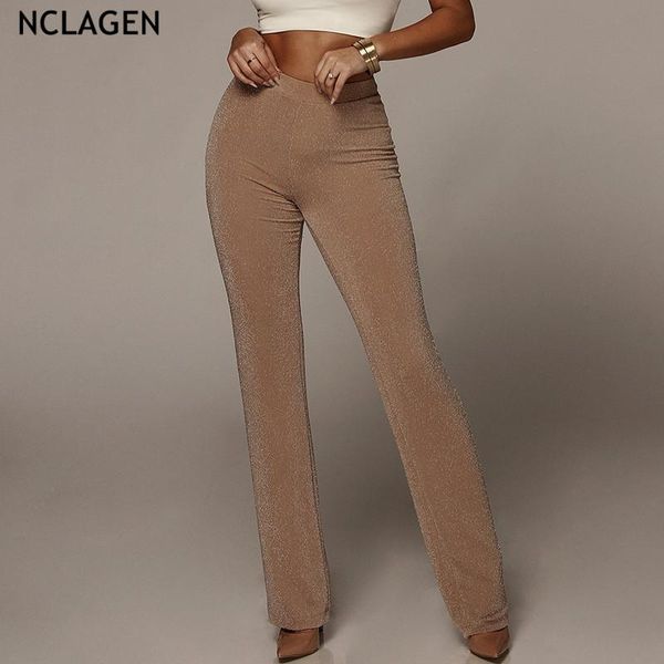 women's pants & capris nclagen 2021 women shining lurex flare loose casual sweat bupants high waist street fashion mujer pantalons, Black;white
women's pants & capris nclagen 2021 women shining lurex flare loose casual sweat bupants high waist street fashion mujer pantalons, Black;white