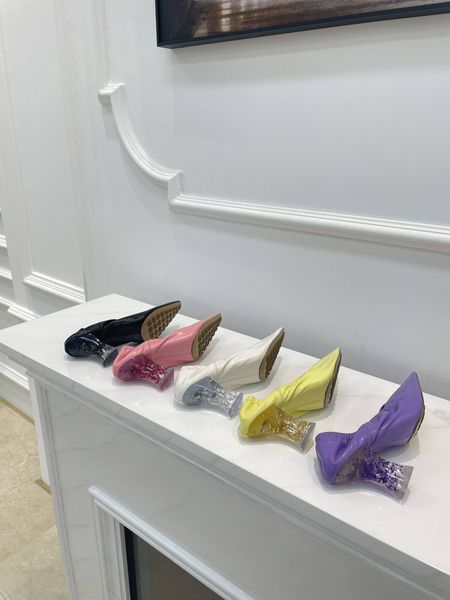 early spring transparent crystal with elastic nappa leather dress shoes wrinkled face square toe thick heel high heels witch grandma women, Black
early spring transparent crystal with elastic nappa leather dress shoes wrinkled face square toe thick heel high heels witch grandma women, Black