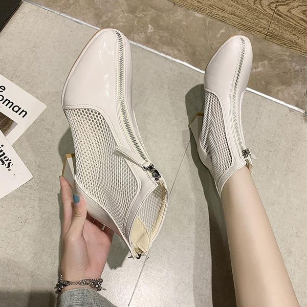 women summer mesh ankle booties zipper breathable brand design female high heels holes shoes botas mujer boots, Black
women summer mesh ankle booties zipper breathable brand design female high heels holes shoes botas mujer boots, Black