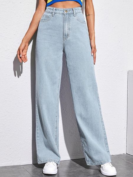 high-rise baggy jeans e8va#, Blue 
high-rise baggy jeans e8va#, Blue