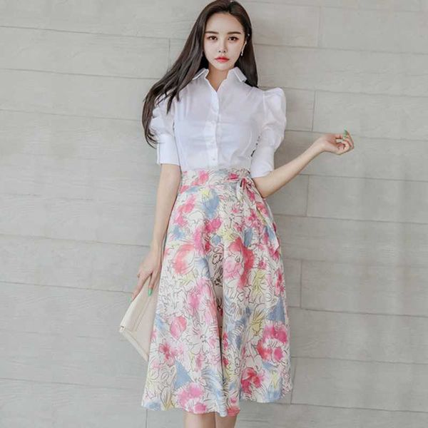 summer fashion office ol work 2 pieces set single-breasted blouses and floral print a-line skirt casual female 210529, White
summer fashion office ol work 2 pieces set single-breasted blouses and floral print a-line skirt casual female 210529, White