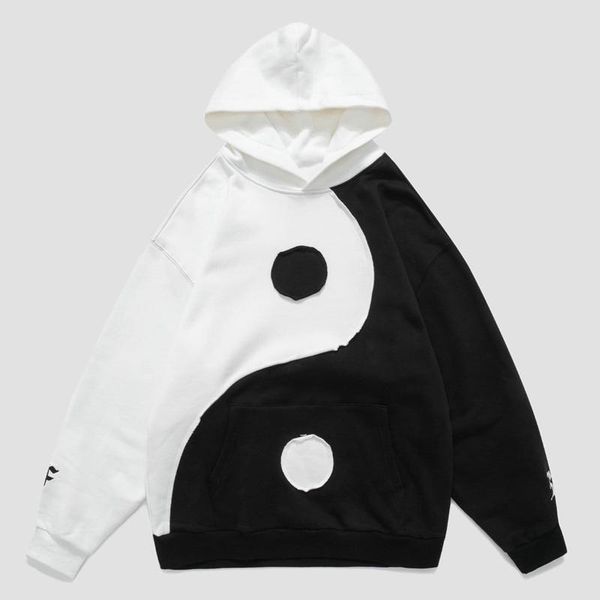 men's hoodies & sweatshirts high street streetwear men hoodie japanese yin yang gossip patchwork, Black
men's hoodies & sweatshirts high street streetwear men hoodie japanese yin yang gossip patchwork, Black