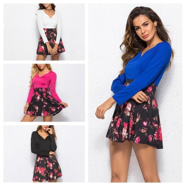 casual dresses women summer floral models low-cut v-neck long-sleeved patchwork mini dress vestidos, Black;gray
casual dresses women summer floral models low-cut v-neck long-sleeved patchwork mini dress vestidos, Black;gray