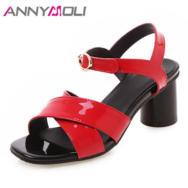 women shoes summer sandals buckle round heels wedding patent leather high lady red large size 33-43, Black
women shoes summer sandals buckle round heels wedding patent leather high lady red large size 33-43, Black