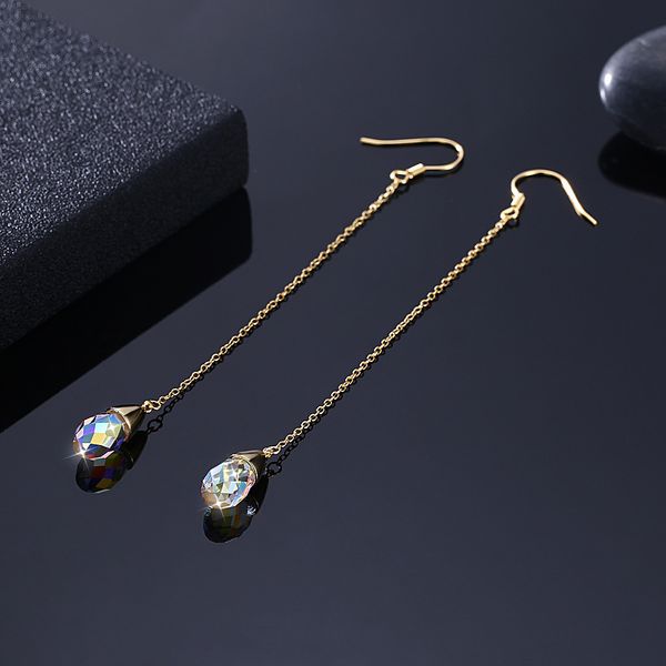 lekani adopts austrian crystal earrings, round face and thin pure silver 925 long tassel earrings sve611, Golden
lekani adopts austrian crystal earrings, round face and thin pure silver 925 long tassel earrings sve611, Golden