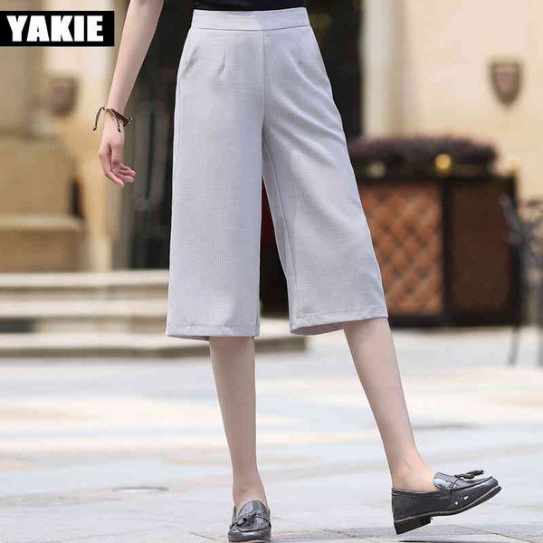 summer cotton linen wide leg pants women high waist elastic womans pants calf length loose female trousers 210519, Blue
summer cotton linen wide leg pants women high waist elastic womans pants calf length loose female trousers 210519, Blue